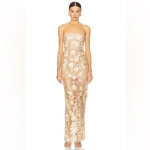 NWOT Bronx and Banco JASMINE MAXI DRESS Floral Gold Strapless Dress